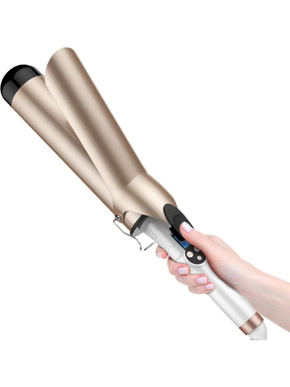 2-Inch Ceramic Curling Iron Wand - Large Barrel for Long Hair, Dual Voltage, Big